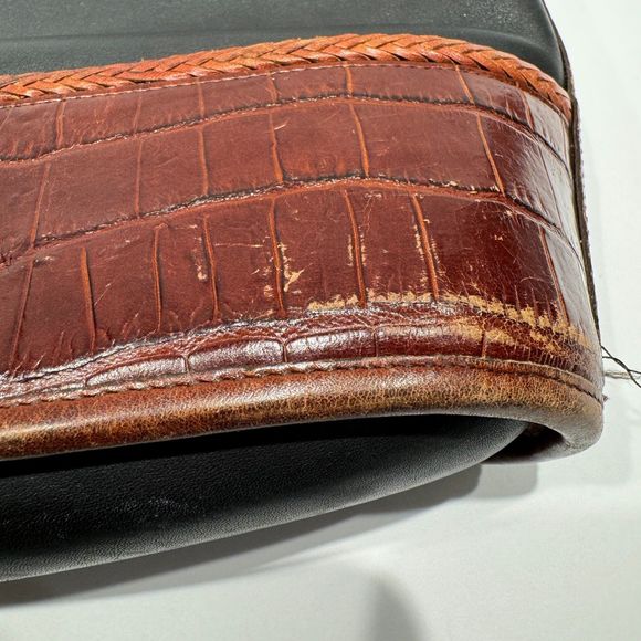 BRIGHTON Black & Brown Genuine Leather Bucket Tote - VINTAGE - Picture 9 of 12